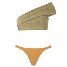 Load image into Gallery viewer, Goa Glossy Gold and Lime Bikini Set