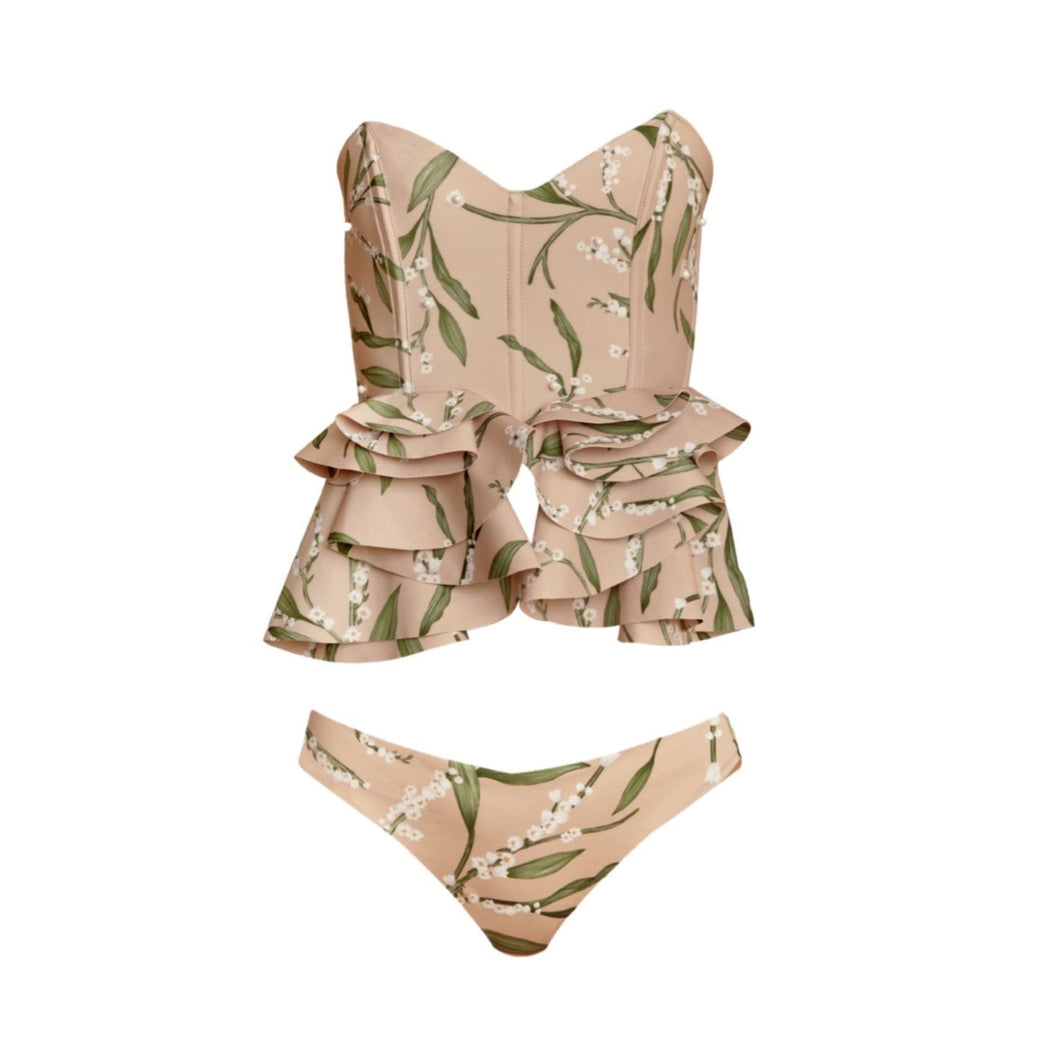 Penelope Pink Floral Corset Bikini Set