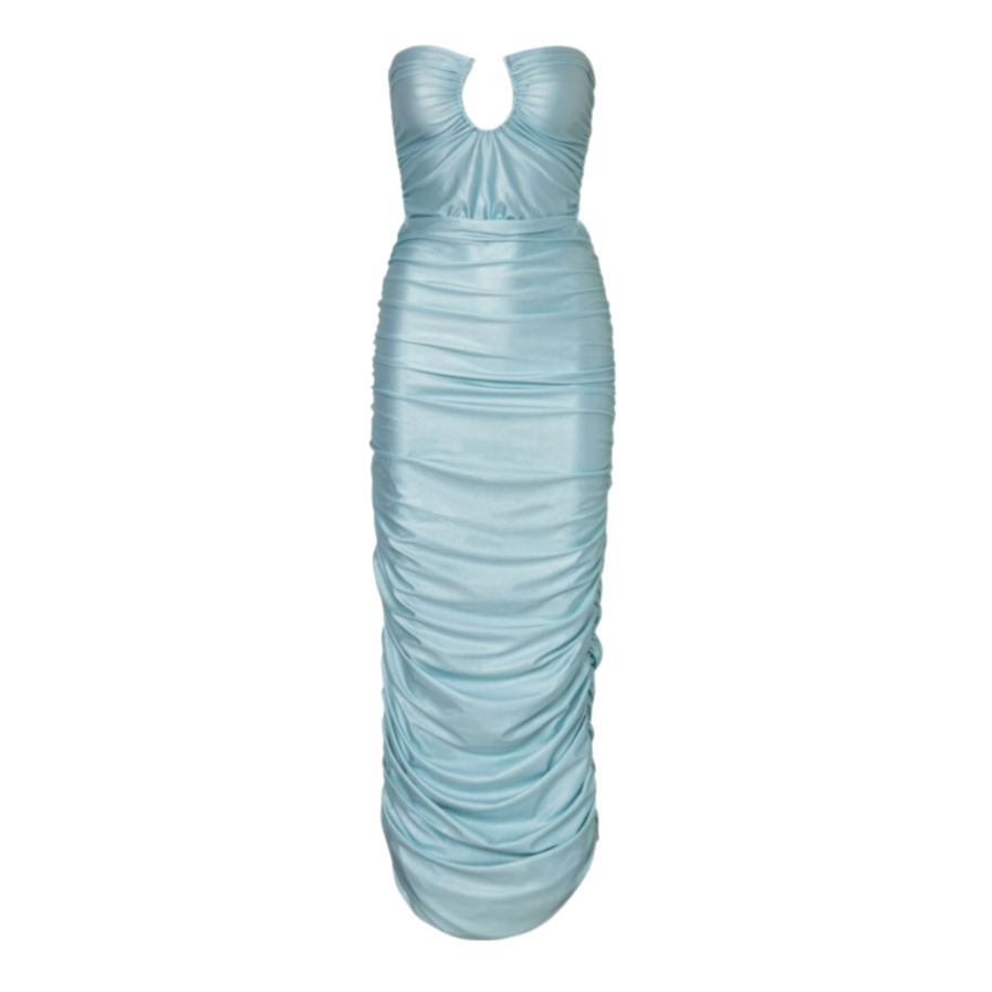 Magalenha Ice Blue Strapless Maxi Dress Medium