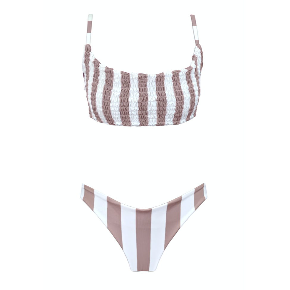 Scrunchie Stripes Sand Bikini Set