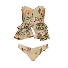 Load image into Gallery viewer, Penelope Olive Floral Corset Bikini Set
