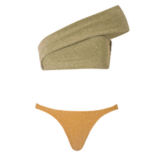 Load image into Gallery viewer, Goa Glossy Gold and Lime Bikini Set
