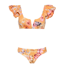 Load image into Gallery viewer, Lysha Zahra Mustard Floral Bikini Set

